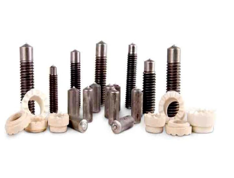 Threaded drawn arc weld studs in several lengths with ceramic ferrules